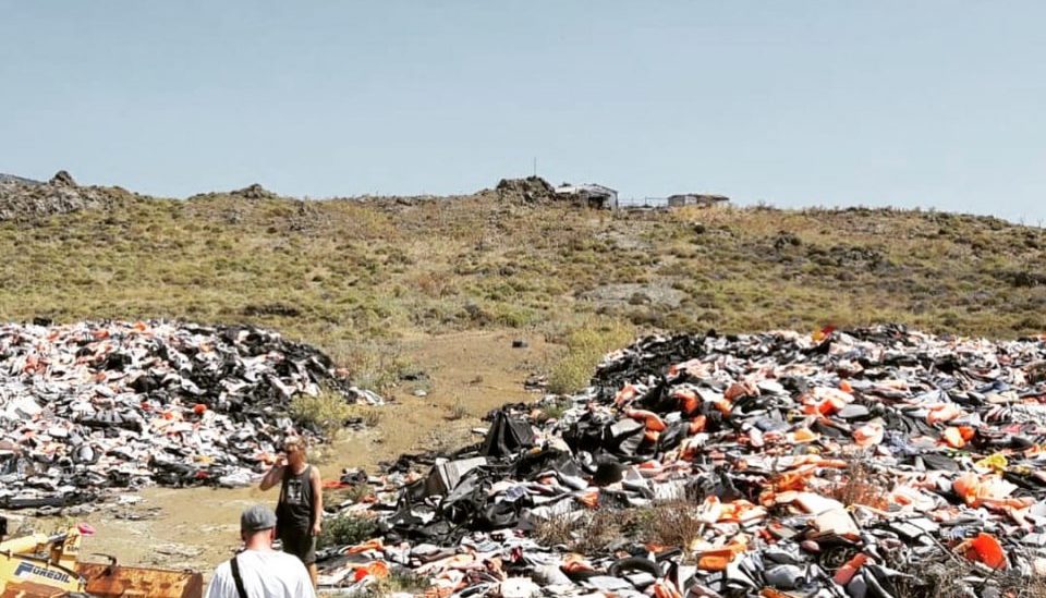 Müllhalde für Rettungswesten auf Lesbos, existiert seit 2015